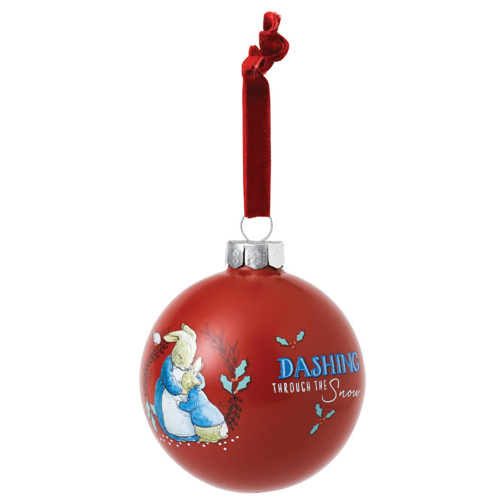 Mrs Rabbit & Peter Rabbit Merry Christmas Bauble