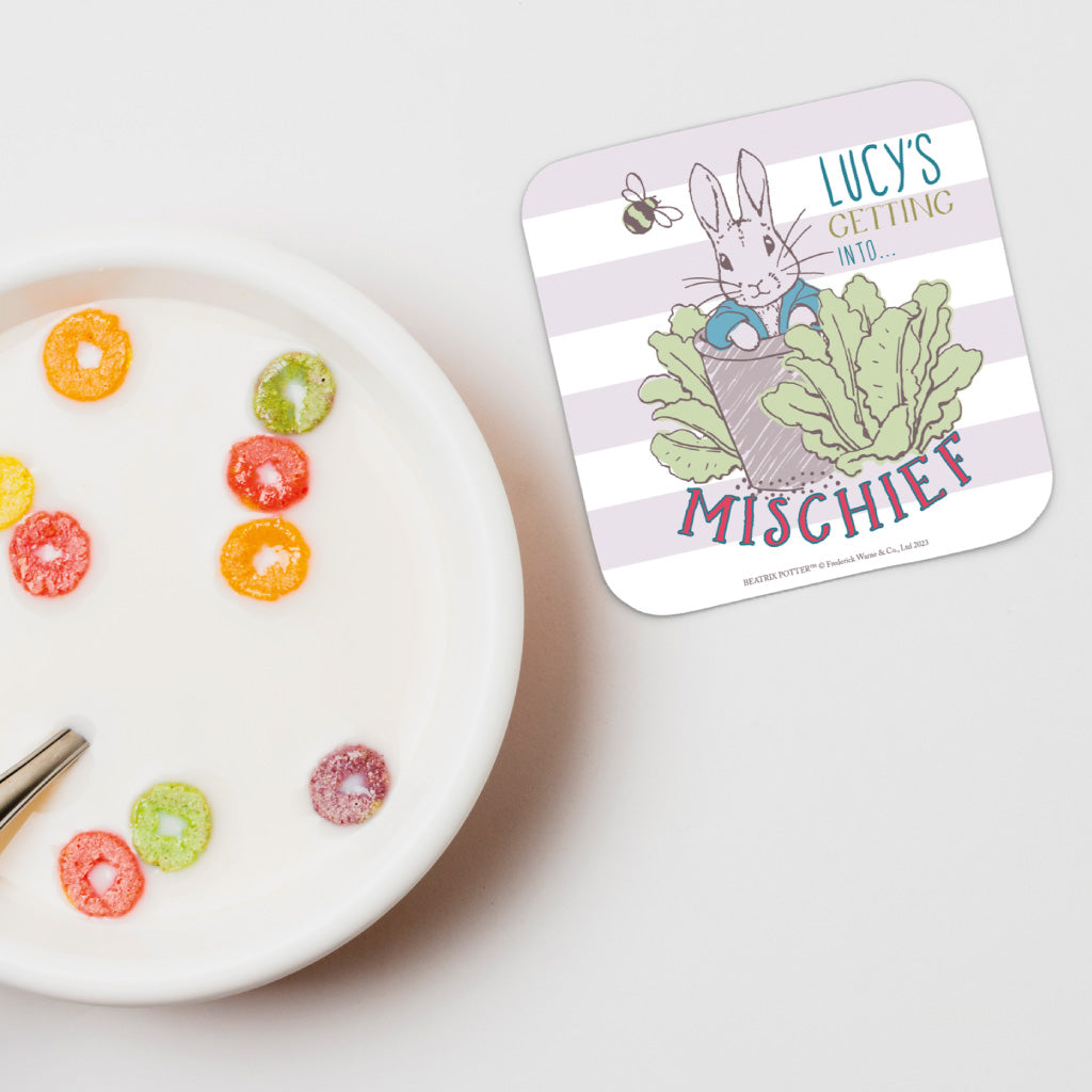 Personalised Getting into Mischief Coaster