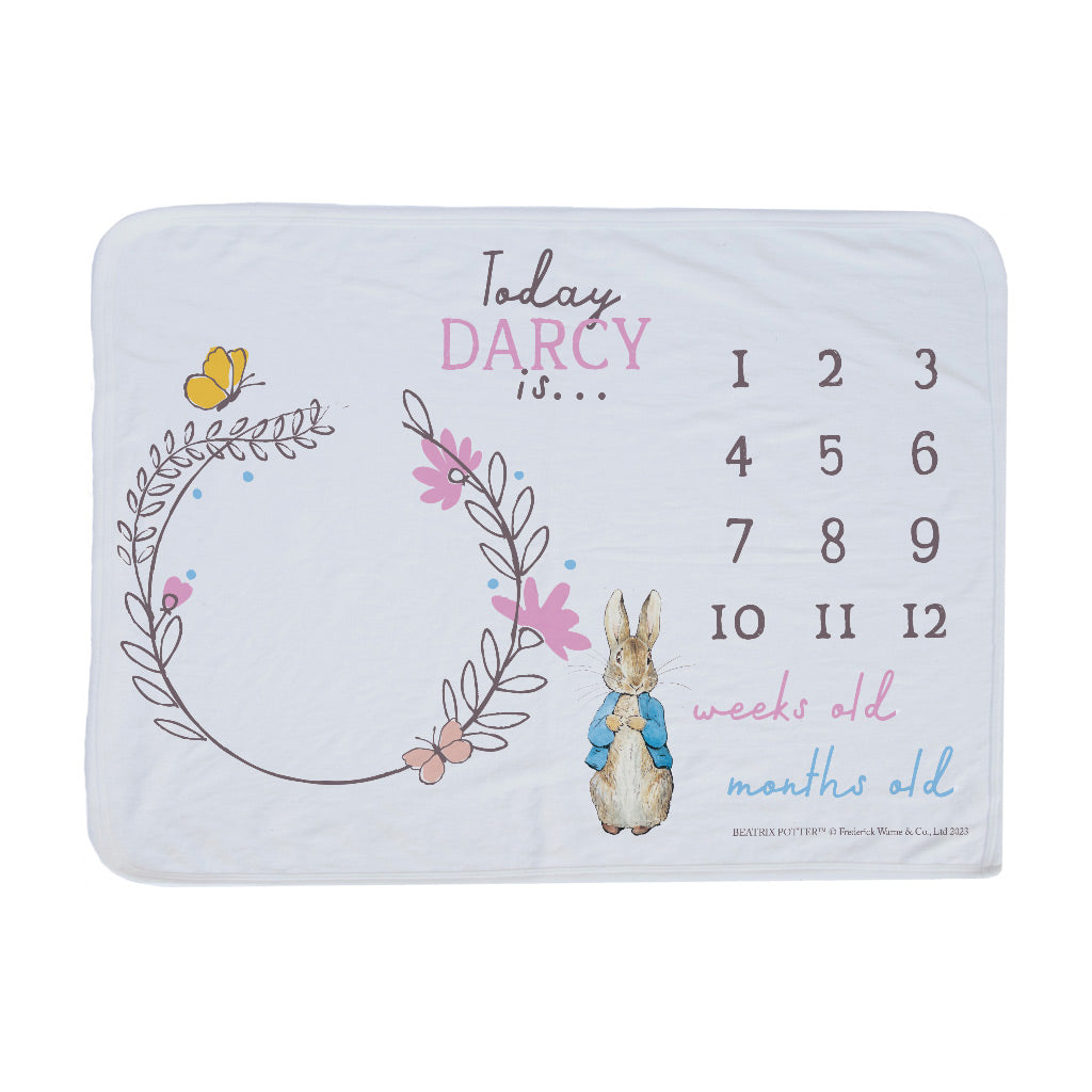 Personalised Peter Rabbit Girls Date Chart Blanket