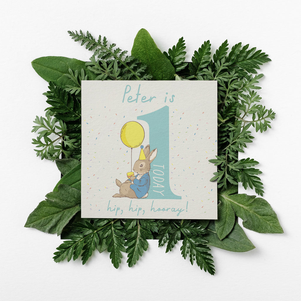"Hip, hip, hooray!" Personalised 1 Today Birthday Card
