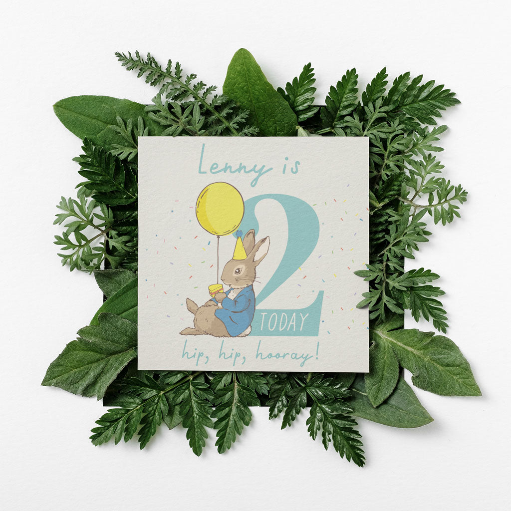 "Hip, hip, hooray!" Personalised 2 Today Birthday Card