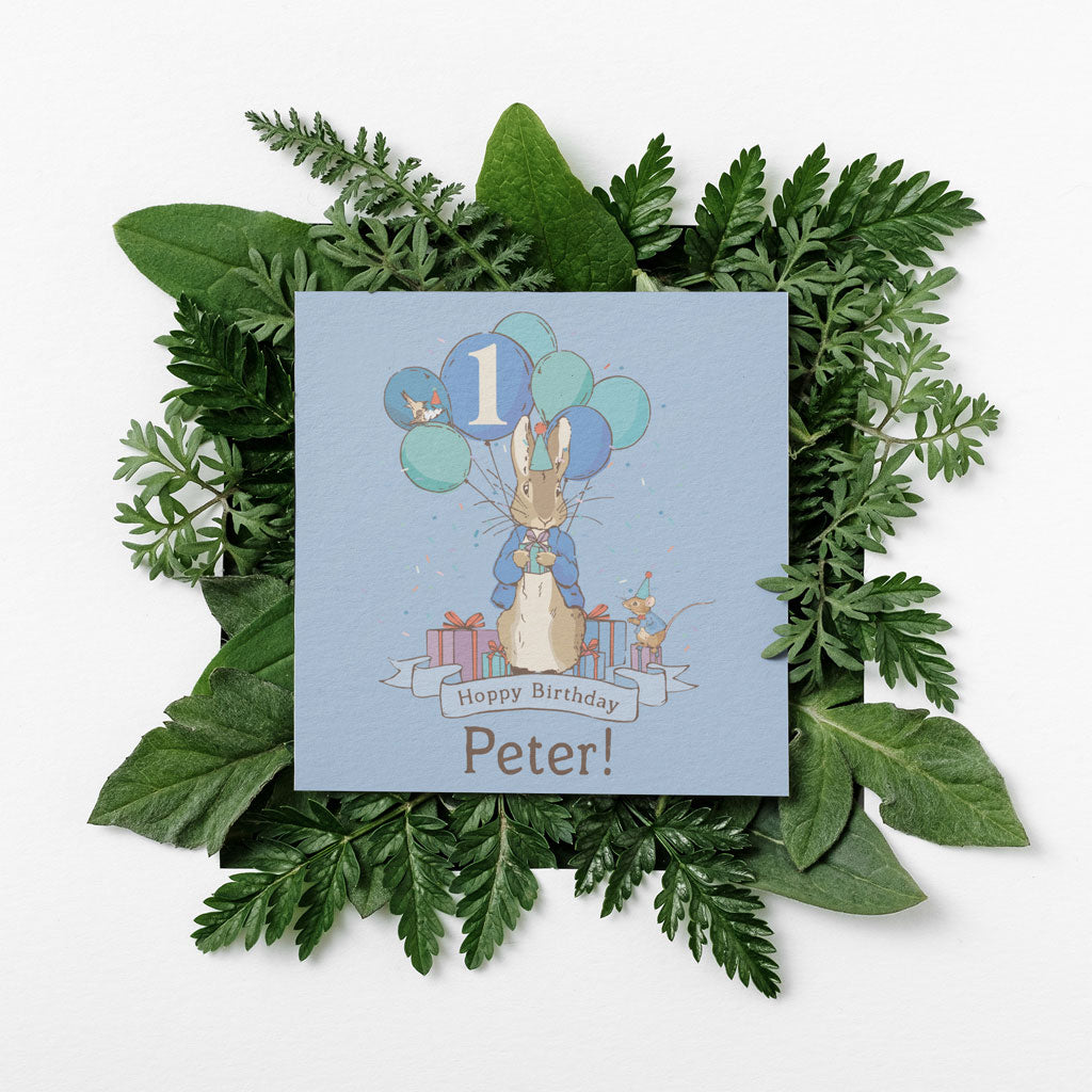 Personalised Blue 1st Hoppy Birthday Card