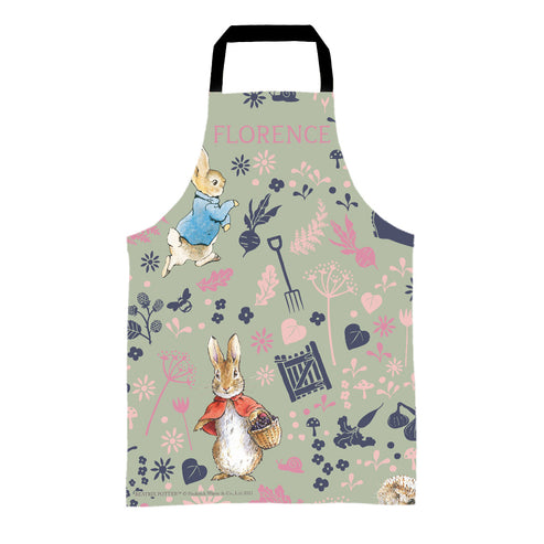 Personalised Grow with Peter Rabbit Green & Pink Apron