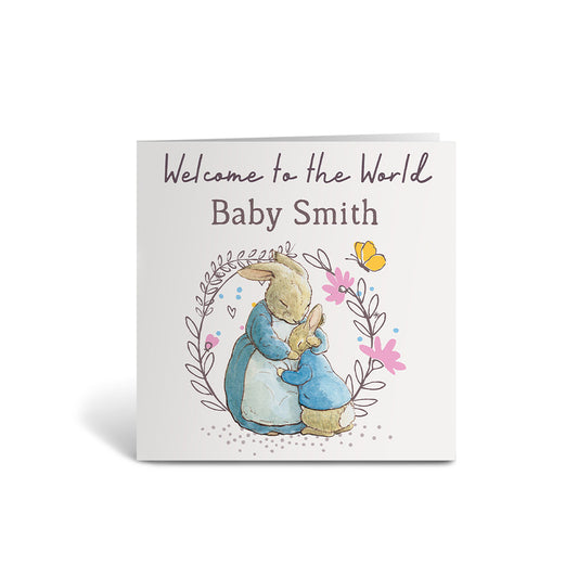 Bunny Love - Welcome to the World Personalised Greetings Card