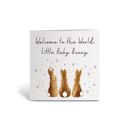 3 Bunnies - Welcome to the World Greetings Card