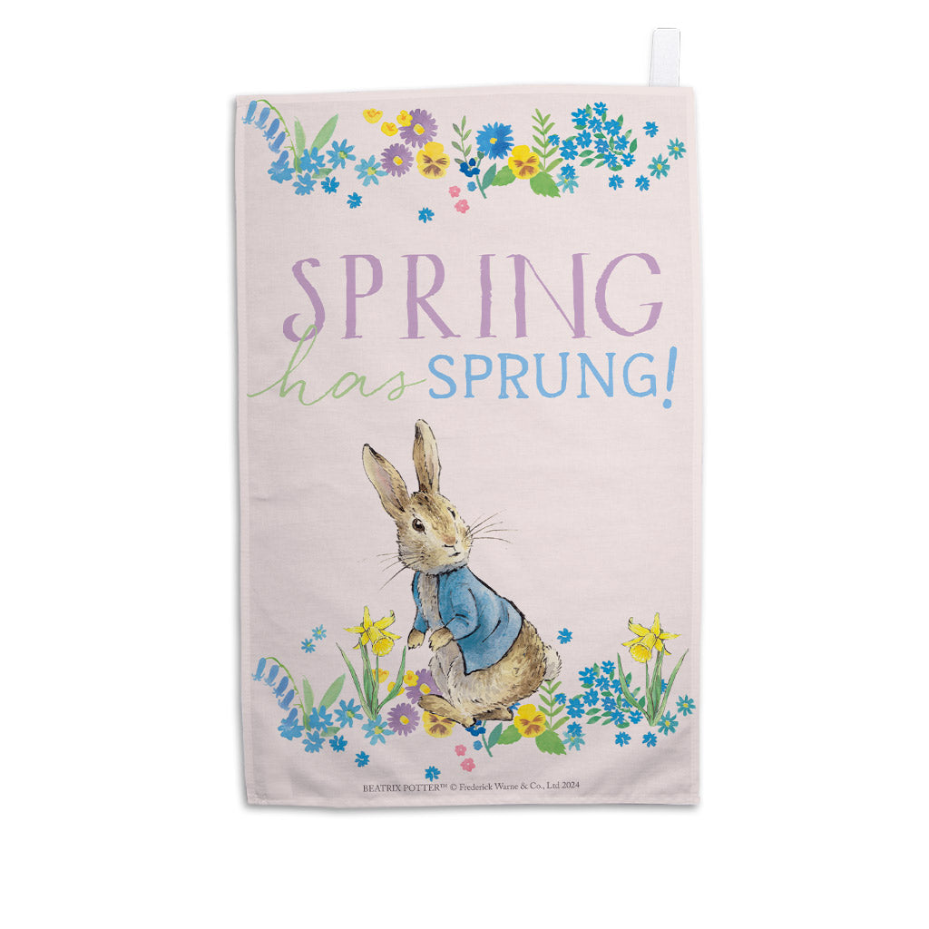 Spring Has Sprung Tea Towel with Peter Rabbit | UK-Made & Vibrant ...