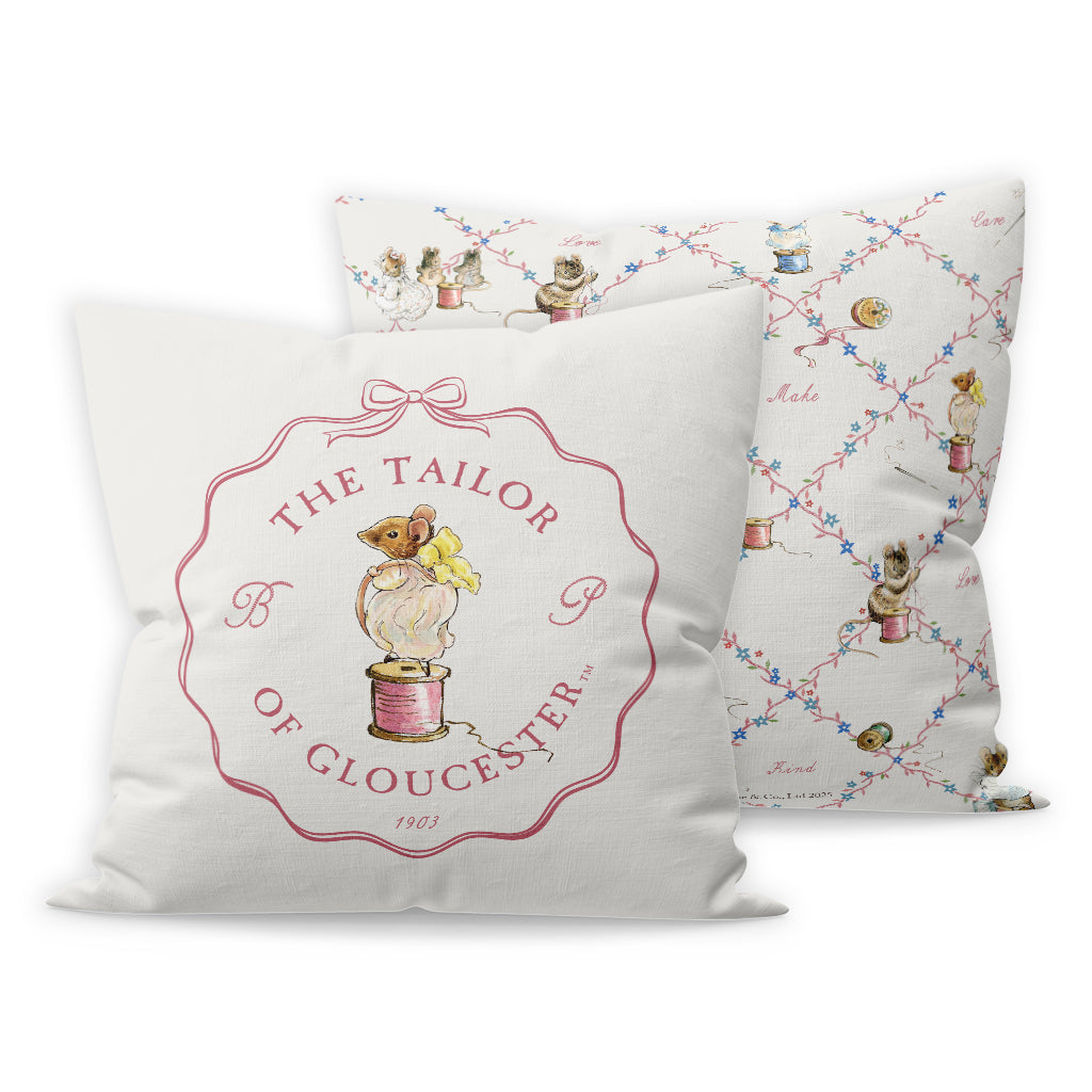 Mouse Standing on a Reel of Pink String Cushion