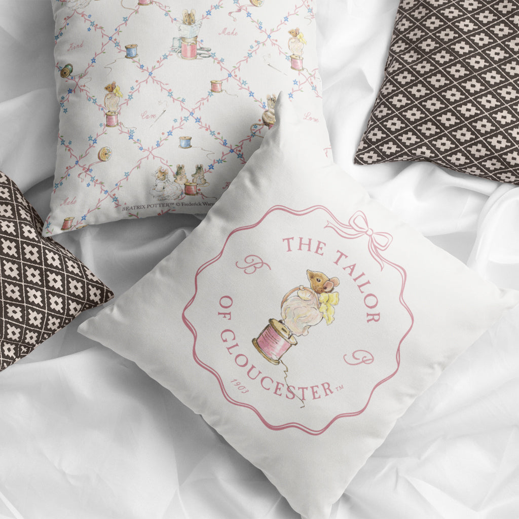 Mouse Standing on a Reel of Pink String Cushion