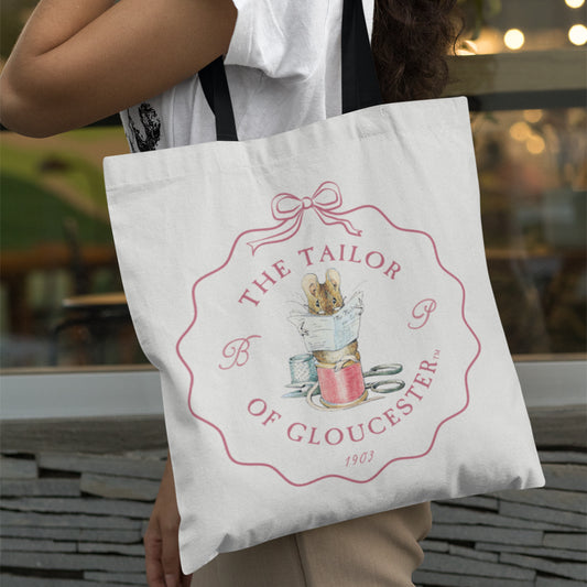 Mouse Sitting on a Reel of Pink String Tote Bag