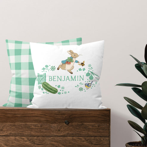 Personalised Peter Rabbit in the Garden Cushion