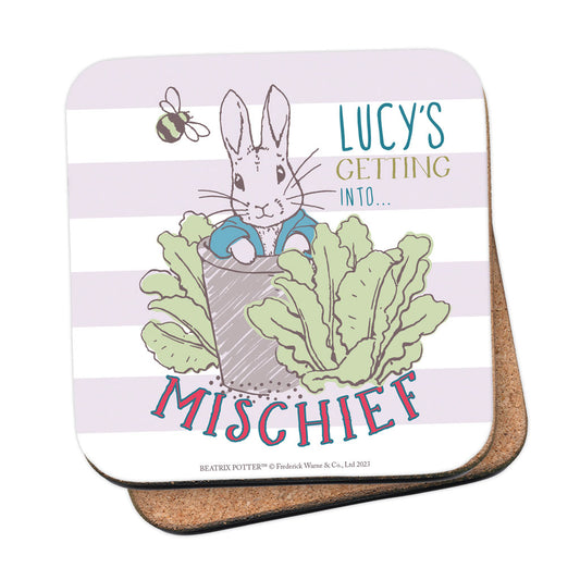 Personalised Getting into Mischief Coaster
