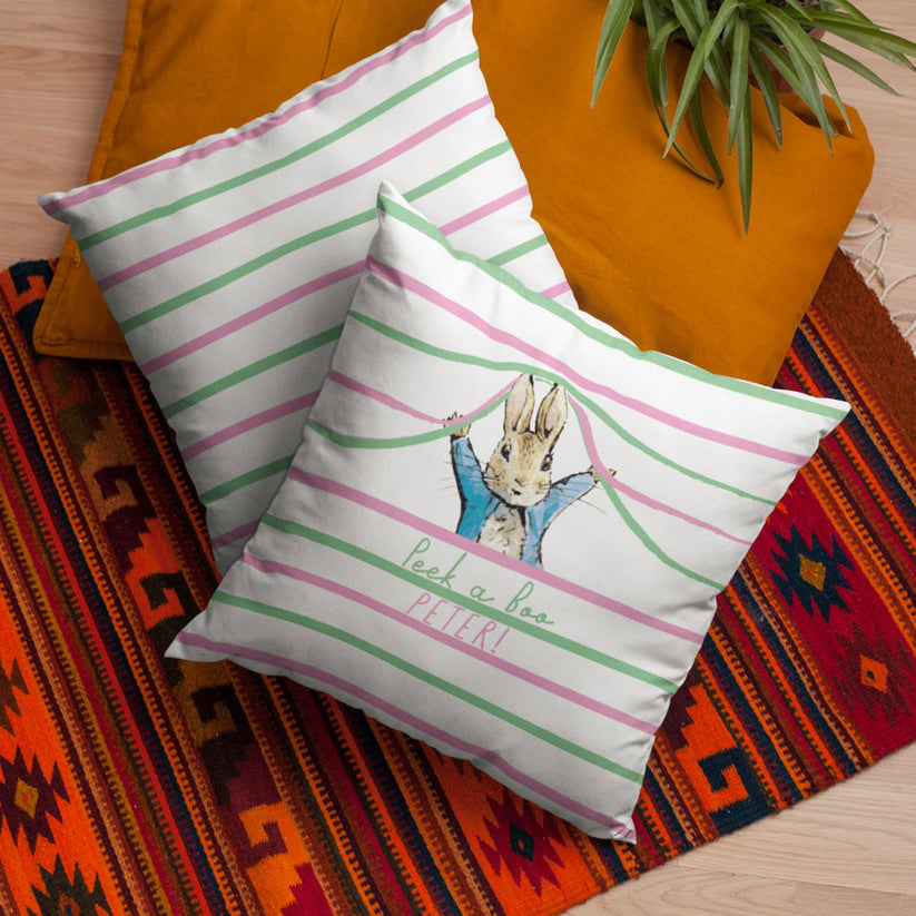 Personalised Peek a Boo Cushion – Peter Rabbit Shop