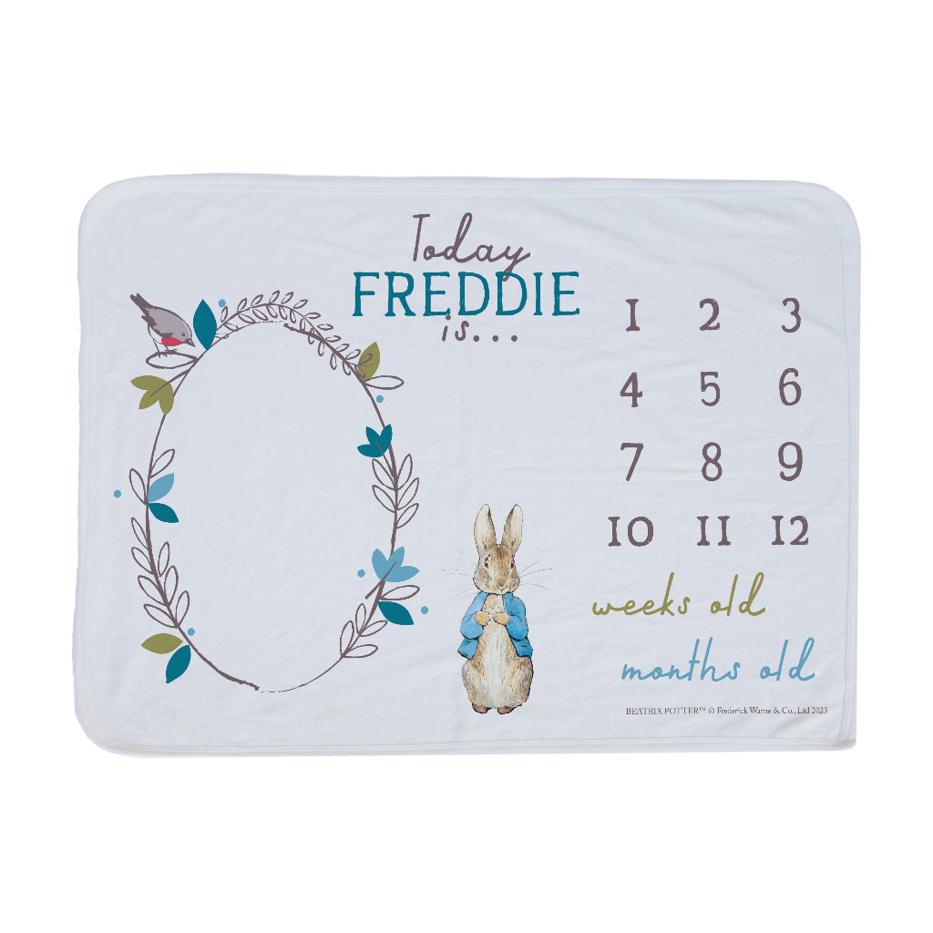 Personalised Peter Rabbit Boys Date Chart Blanket