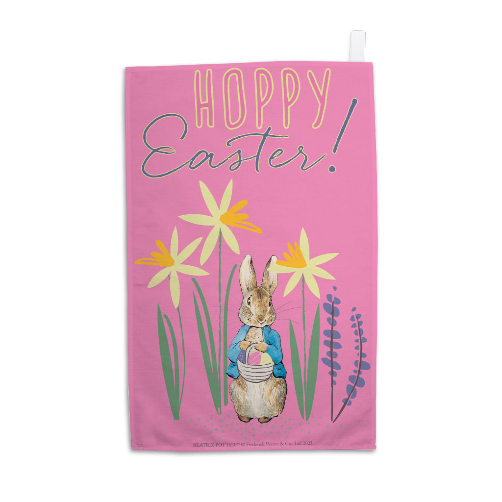 Hoppy Easter Pink Tea Towel – Peter Rabbit Shop