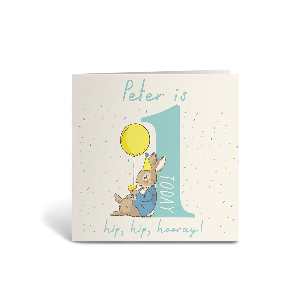 "Hip, hip, hooray!" Personalised 1 Today Birthday Card