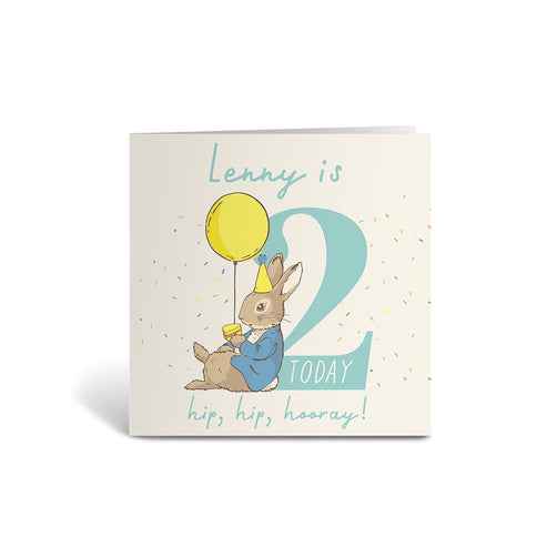 "Hip, hip, hooray!" Personalised 2 Today Birthday Card