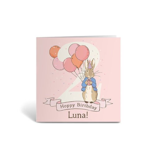 Personalised Pink 2nd Hoppy Birthday Card