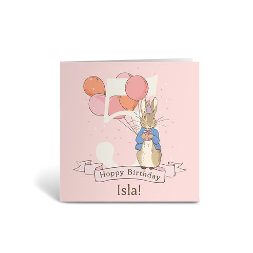Personalised Pink 5th Hoppy Birthday Card