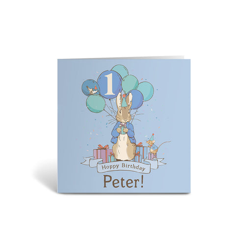 Personalised Blue 1st Hoppy Birthday Card