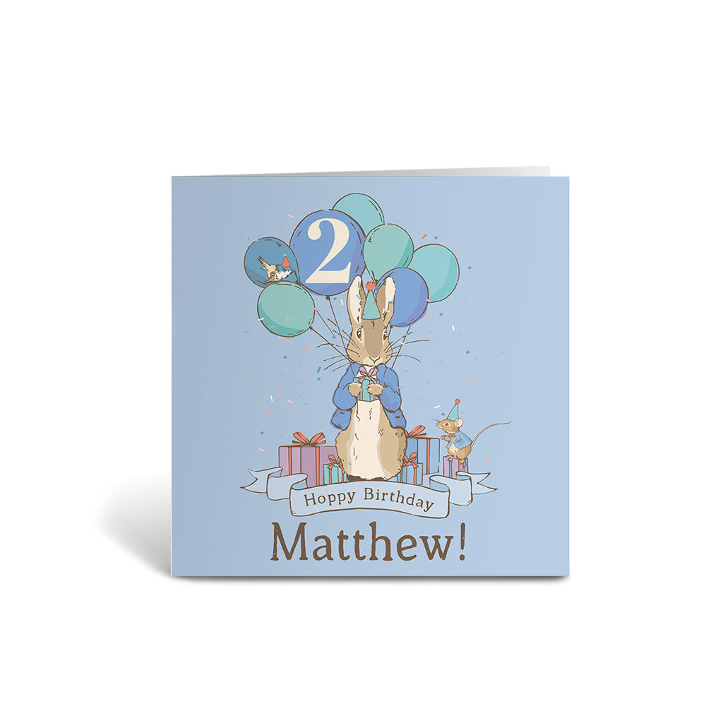 Personalised Blue 2nd Hoppy Birthday Card
