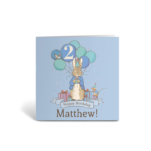 Personalised Blue 2nd Hoppy Birthday Card